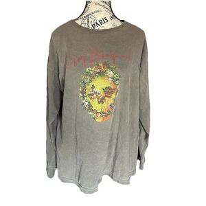 Men's Vintage Obey Shirt Floral Skull Grunge Skater 90s Y2K Punk rock Metal
